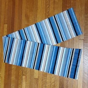 Winter Scarf Blue Black Tan & White 60" x 10"